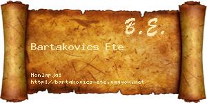 Bartakovics Ete névjegykártya